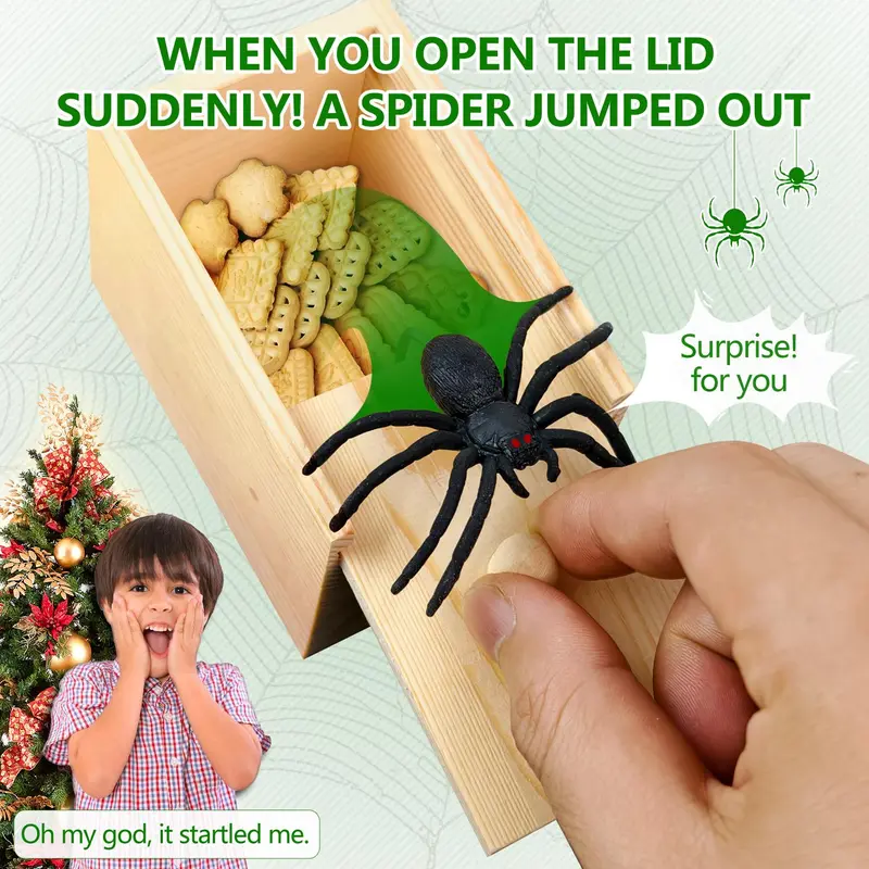 Durable Wooden Spider Prank Box, 1 Piece Handcrafted Money Surprise Box, Novelty & Gag Toy for Adults, Prank Gifts, Holiday Gift Gift, Birthday Gift, Creative Prank Gift