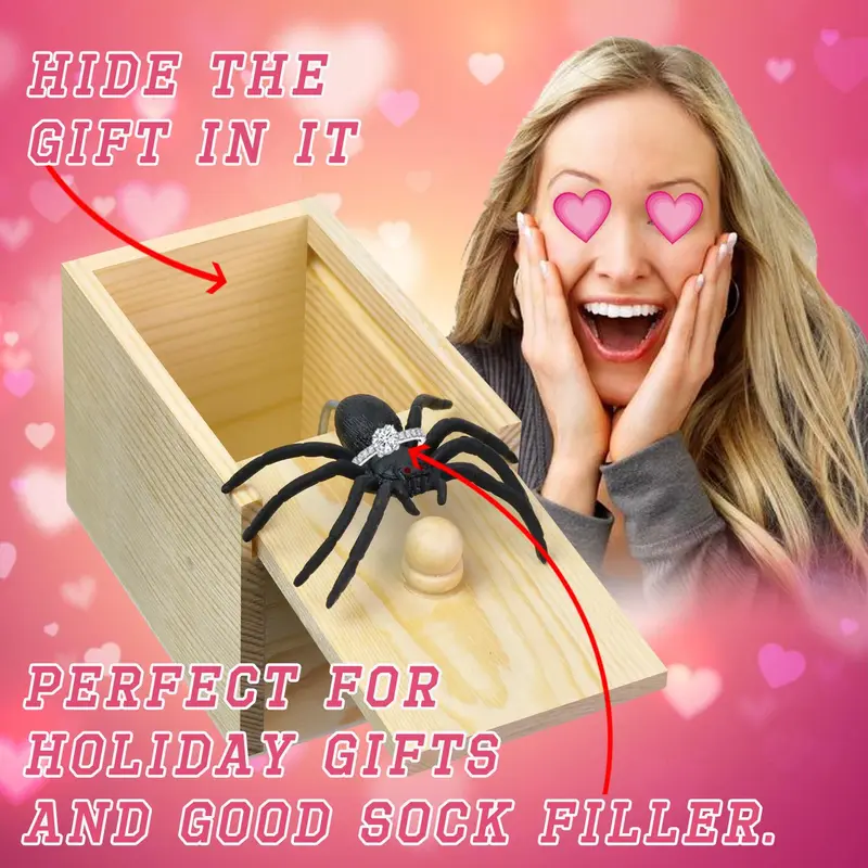 Durable Wooden Spider Prank Box, 1 Piece Handcrafted Money Surprise Box, Novelty & Gag Toy for Adults, Prank Gifts, Holiday Gift Gift, Birthday Gift, Creative Prank Gift