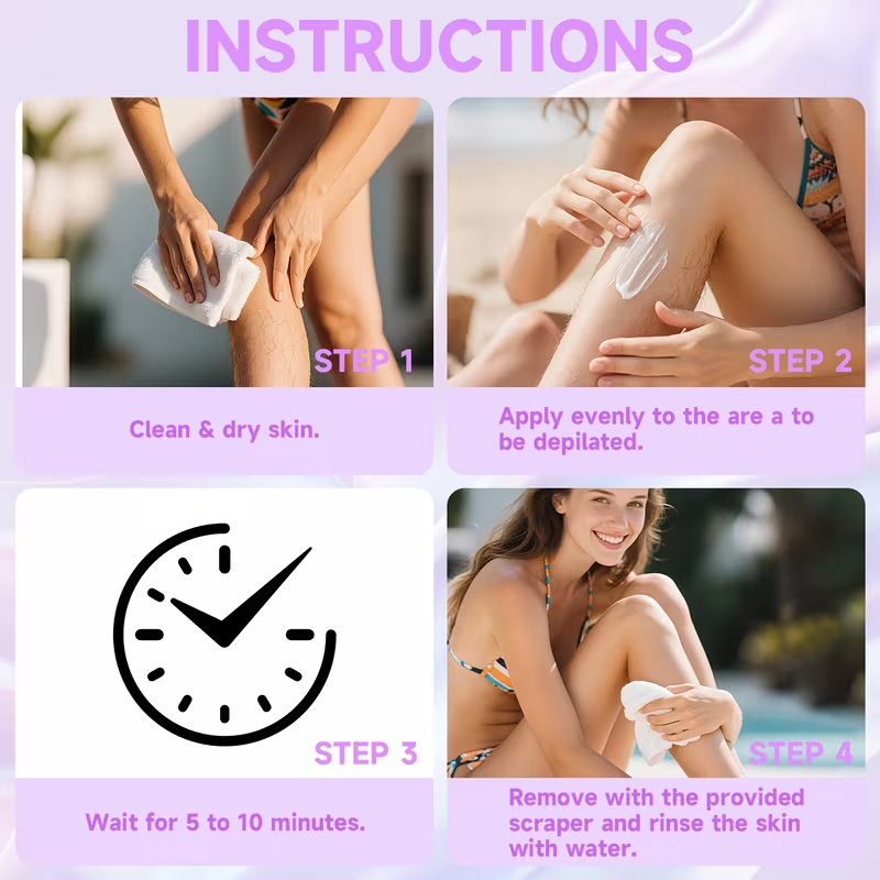 Bikini Pain-Free Hair Removal Cream for Sensitive Skin, Hypoallergenic Formula-Gentle & Fast-Acting Depilatory with Citrus Scent, Aloe & Hyaluronic Acid for Soothing Care, Suitable for Men & Women,backtoschool