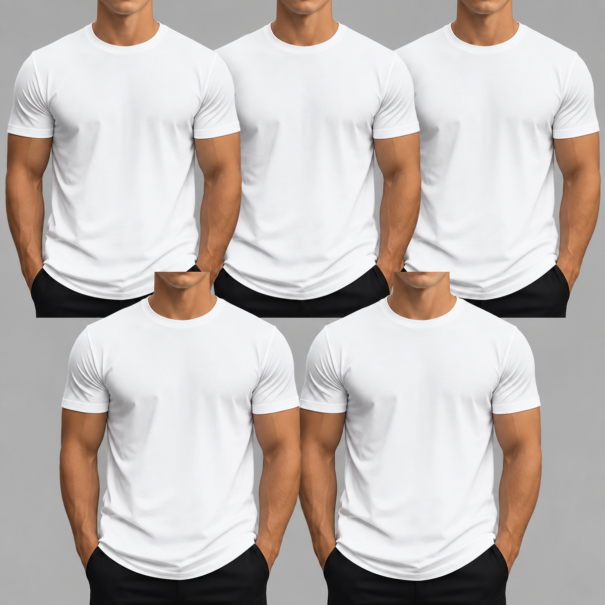 5-Pack Classic Crew Neck T-Shirts – 100% Cotton Everyday Basics