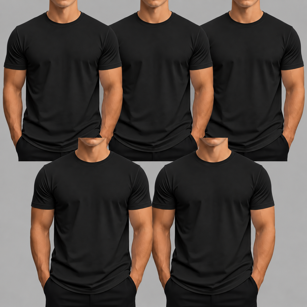 5-Pack Classic Crew Neck T-Shirts – 100% Cotton Everyday Basics