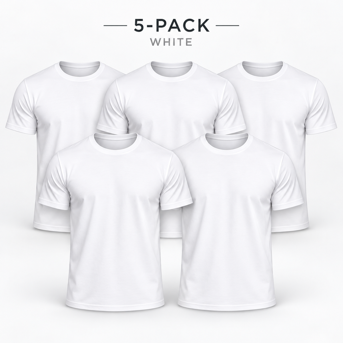 5-Pack Classic Crew Neck T-Shirts – 100% Cotton Everyday Basics