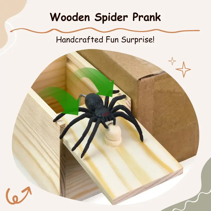 Durable Wooden Spider Prank Box, 1 Piece Handcrafted Money Surprise Box, Novelty & Gag Toy for Adults, Prank Gifts, Holiday Gift Gift, Birthday Gift, Creative Prank Gift