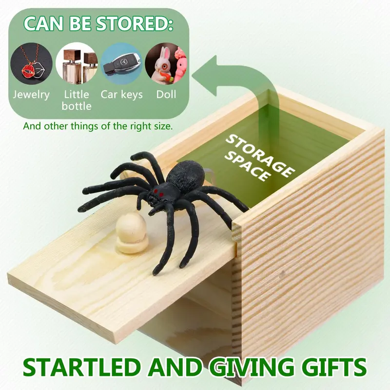 Durable Wooden Spider Prank Box, 1 Piece Handcrafted Money Surprise Box, Novelty & Gag Toy for Adults, Prank Gifts, Holiday Gift Gift, Birthday Gift, Creative Prank Gift